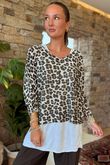Made in Italy Knox Leopard Fine Knit & Vest Top Stone